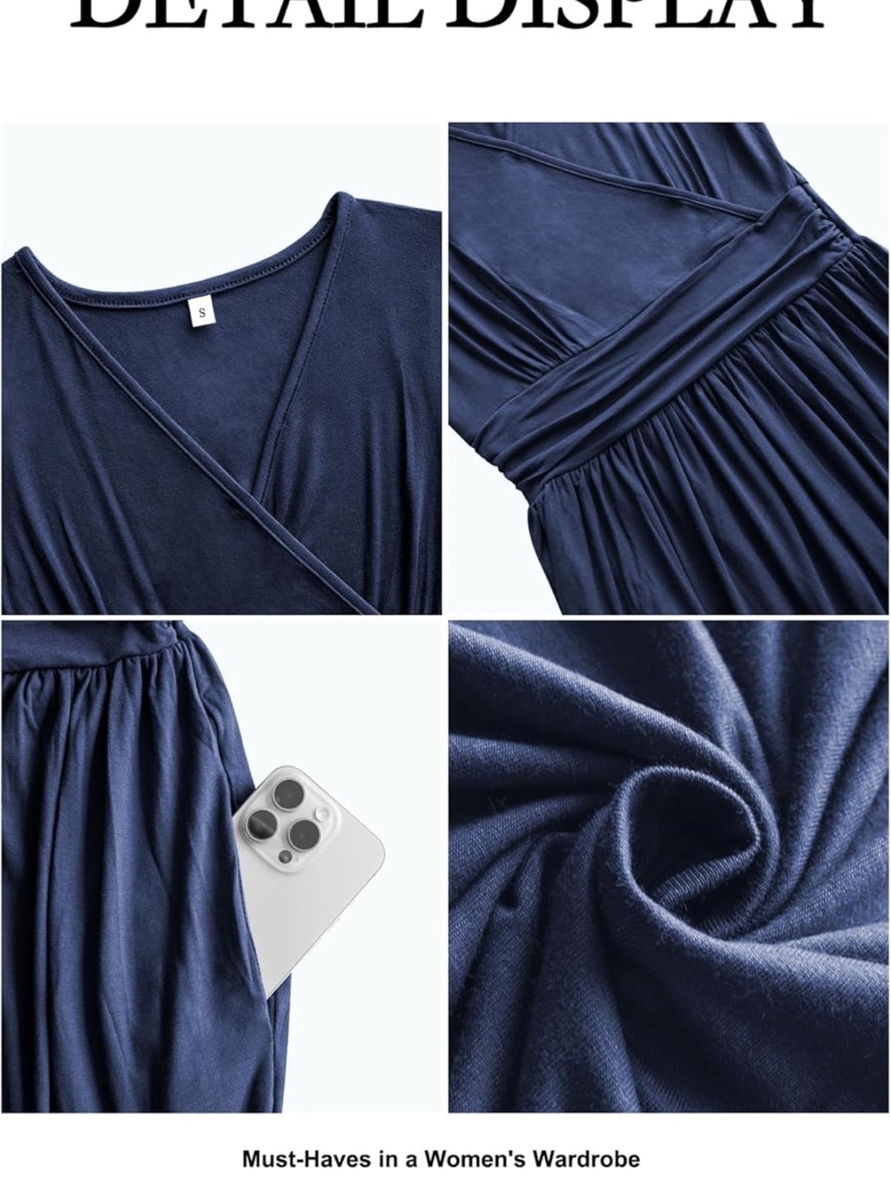 Navy V-Neck Sleeveless Maxi Dress Size Medium 8-10 - Picture 5 of 5